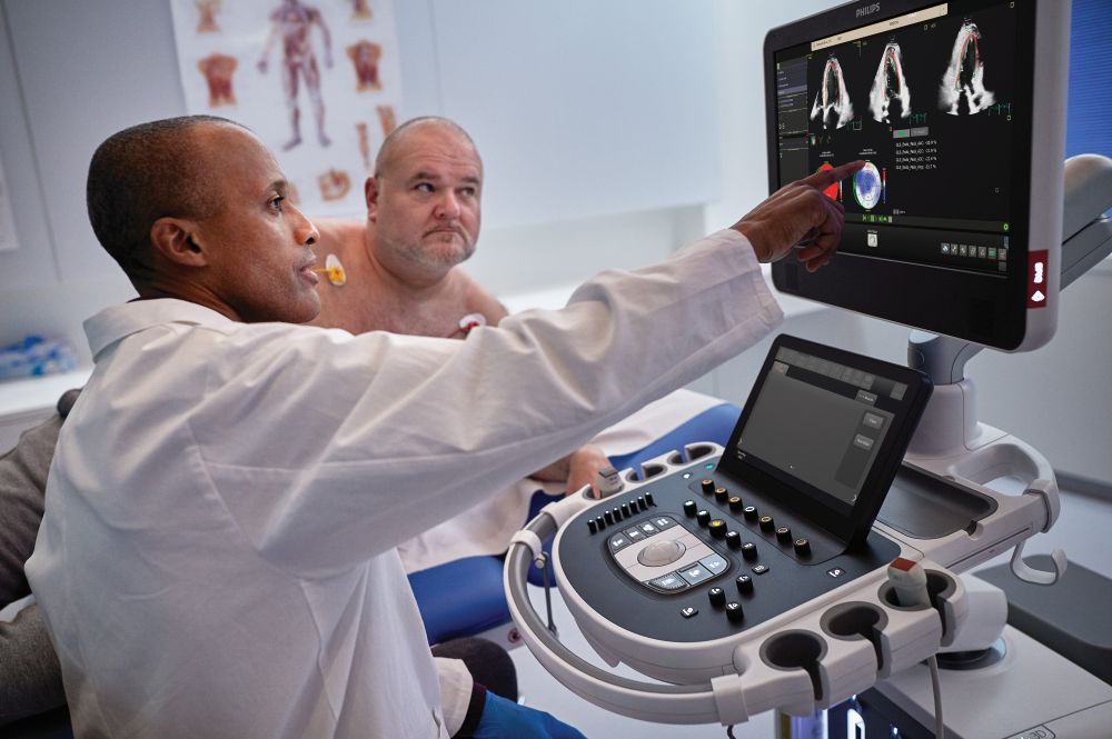 Sonographer with patient